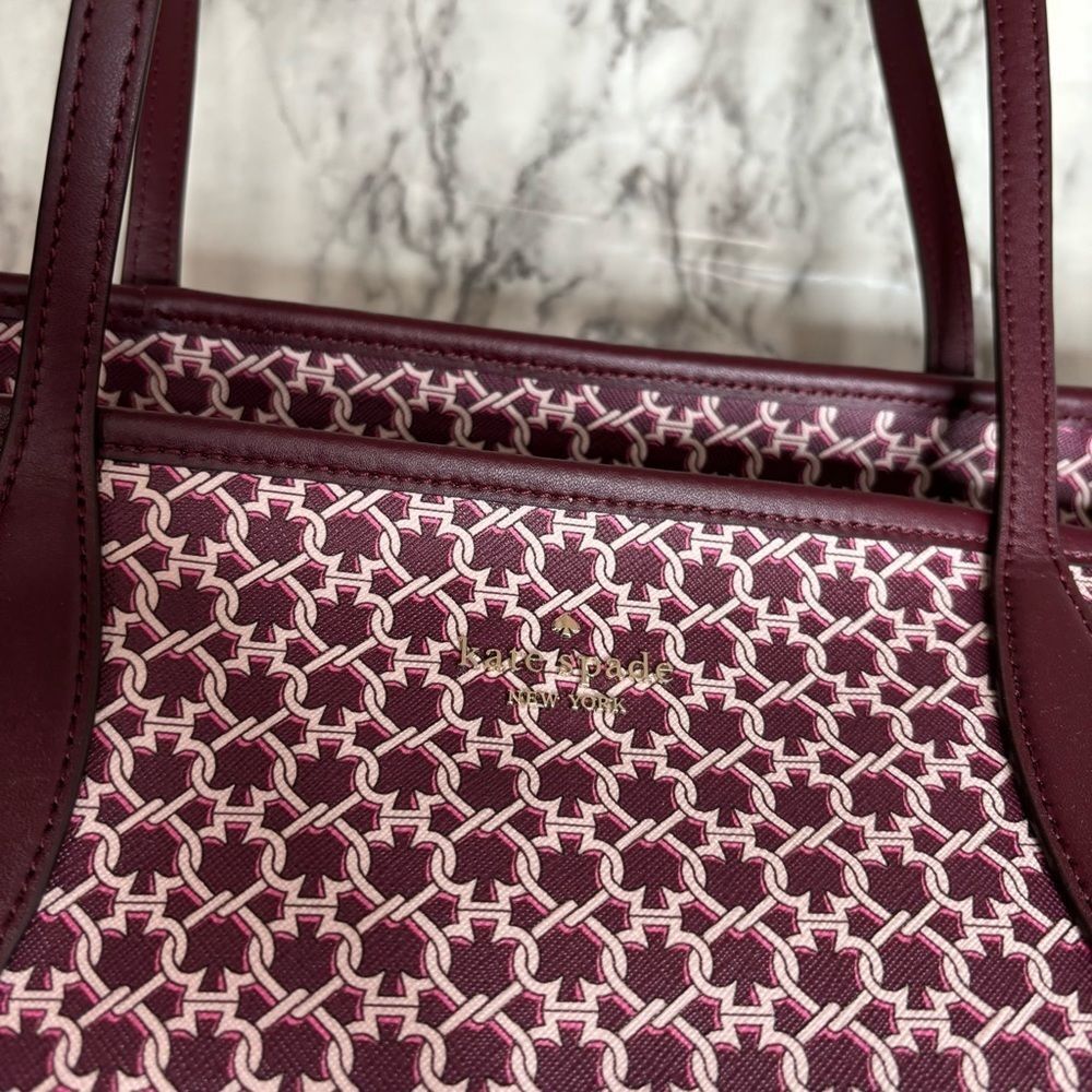 Kate Spade New York Spade Link Tote Large Bag zip pink saffiano pvc leather - Picture 2 of 11
